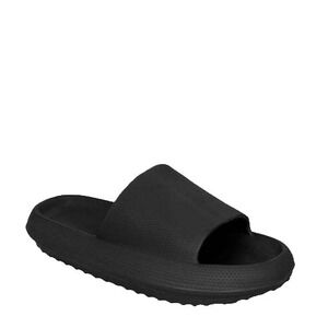 Mudd Womens Flat Slide Sandals 9 Black Slip-On Open Toe Shower Friendly Everyday